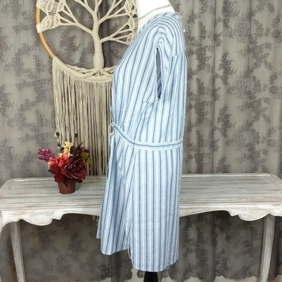 Mystree Blue stripe button up shirt dress NWT - Picture 3 of 10